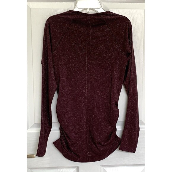 ATHLETA Speedlight Glow Top Womens S Long Sleeve Athletic Shirt Stretch Burgundy - Picture 4 of 5